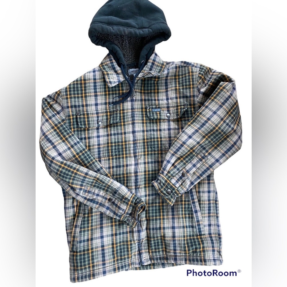 Carhartt flannel sherpa lined hooded jacket size small